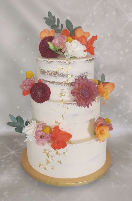 wedding cake champetre fleuri semi masqué Recreacakes Rennes 1